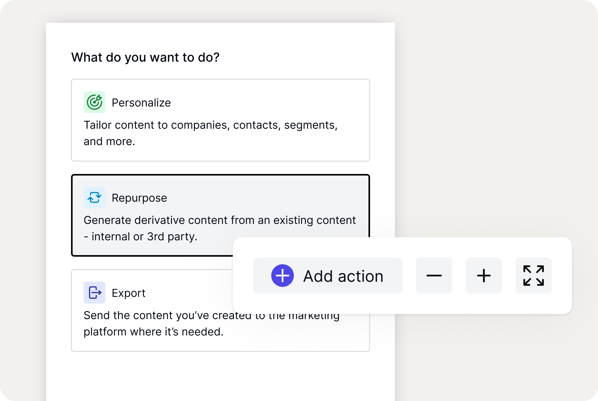 Adding actions in the campaign builder